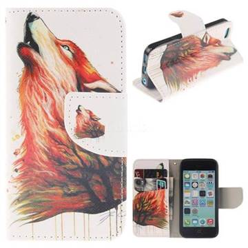 Color Wolf PU Leather Wallet Case for iPhone 5c