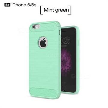 Luxury Carbon Fiber Brushed Wire Drawing Silicone TPU Back Cover for iPhone 6s 6 6G(4.7 inch) (Mint Green)