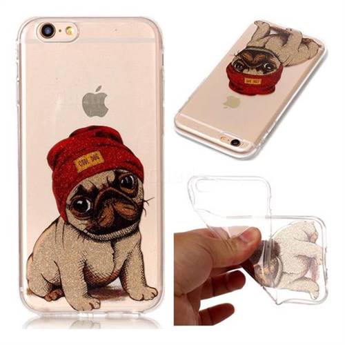 Pugs Dog Super Clear Flash Powder Shiny Soft TPU Back Cover for iPhone 6s 6 6G(4.7 inch)
