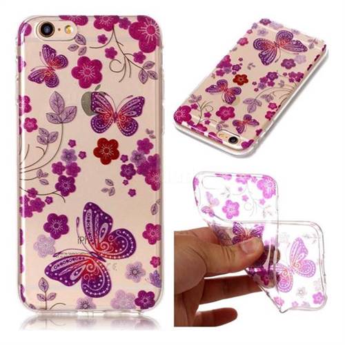 Safflower Butterfly Super Clear Flash Powder Shiny Soft TPU Back Cover for iPhone 6s 6 6G(4.7 inch)