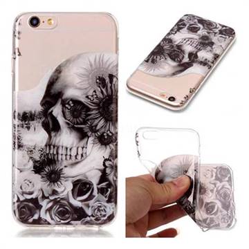 Black Flower Skull Super Clear Soft TPU Back Cover for iPhone 6s 6 6G(4.7 inch)