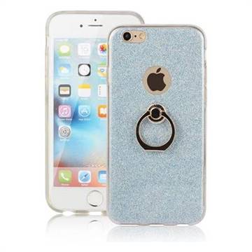 Luxury Soft TPU Glitter Back Ring Cover with 360 Rotate Finger Holder Buckle for iPhone 6s 6 6G(4.7 inch) - Blue
