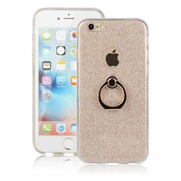 Luxury Soft TPU Glitter Back Ring Cover with 360 Rotate Finger Holder Buckle for iPhone 6s 6 6G(4.7 inch) - Golden