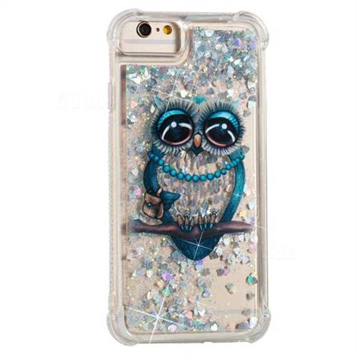 Sweet Gray Owl Dynamic Liquid Glitter Sand Quicksand Star TPU Case for iPhone 6s 6 6G(4.7 inch)