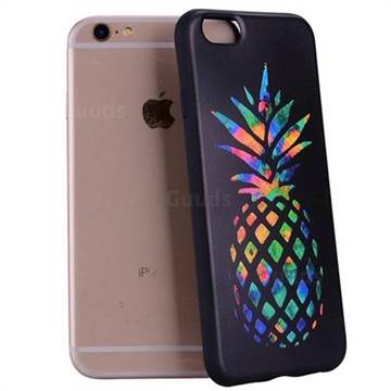 Colorful Pineapple 3D Embossed Relief Black Soft Back Cover for iPhone 6s 6 6G(4.7 inch)