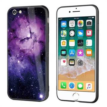 Luxury Starry Sky Tempered Glass Hard Back Cover with Silicone Bumper for iPhone 6s 6 6G(4.7 inch) - Purple