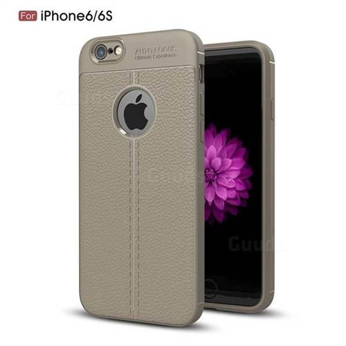 Luxury Auto Focus Litchi Texture Silicone TPU Back Cover for iPhone 6s 6 6G(4.7 inch) - Gray