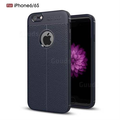 Luxury Auto Focus Litchi Texture Silicone TPU Back Cover for iPhone 6s 6 6G(4.7 inch) - Dark Blue