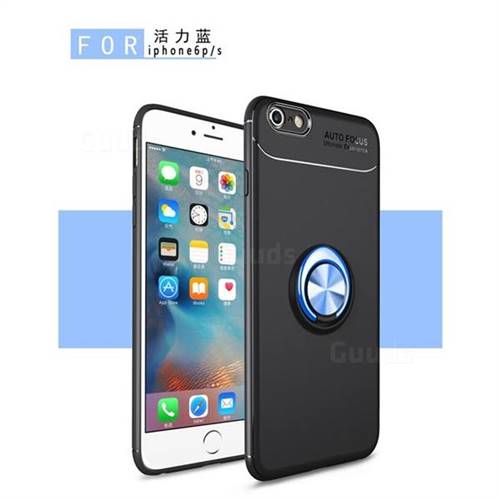 Auto Focus Invisible Ring Holder Soft Phone Case for iPhone 6s 6 6G(4.7 inch) - Black Blue