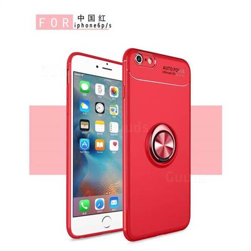 Auto Focus Invisible Ring Holder Soft Phone Case for iPhone 6s 6 6G(4.7 inch) - Red
