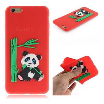 Panda Eating Bamboo Soft 3D Silicone Case for iPhone 6s 6 6G(4.7 inch) - Red