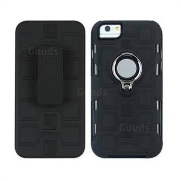 3 in 1 PC + Silicone Leather Phone Case for iPhone 6s 6 6G(4.7 inch) - Black