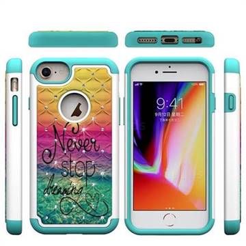 Colorful Dream Catcher Studded Rhinestone Bling Diamond Shock Absorbing Hybrid Defender Rugged Phone Case Cover for iPhone 6s 6 6G(4.7 inch)