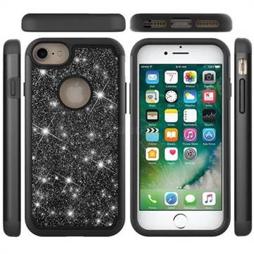 Glitter Rhinestone Bling Shock Absorbing Hybrid Defender Rugged Phone Case Cover for iPhone 6s 6 6G(4.7 inch) - Black