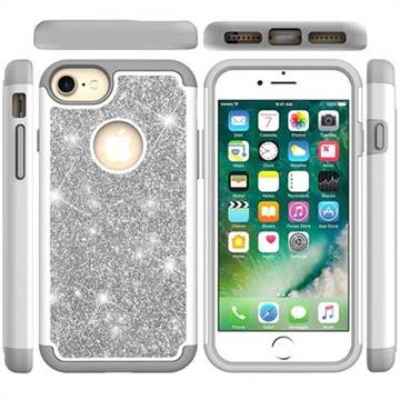 Glitter Rhinestone Bling Shock Absorbing Hybrid Defender Rugged Phone Case Cover for iPhone 6s 6 6G(4.7 inch) - Gray