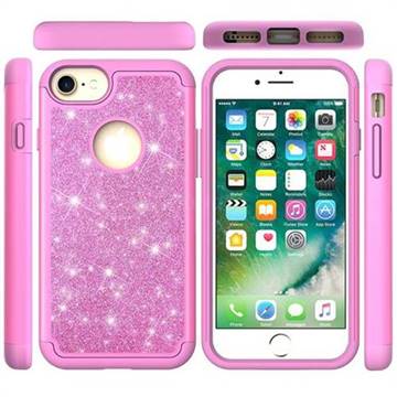 Glitter Rhinestone Bling Shock Absorbing Hybrid Defender Rugged Phone Case Cover for iPhone 6s 6 6G(4.7 inch) - Pink