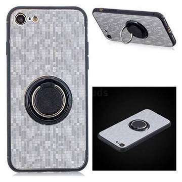 Luxury Mosaic Metal Silicone Invisible Ring Holder Soft Phone Case for iPhone 6s 6 6G(4.7 inch) - Titanium Silver