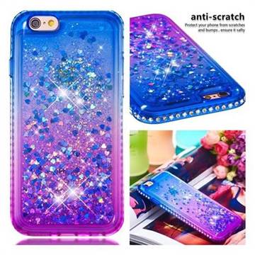 Diamond Frame Liquid Glitter Quicksand Sequins Phone Case for iPhone 6s 6 6G(4.7 inch) - Blue Purple