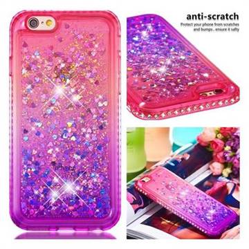 Diamond Frame Liquid Glitter Quicksand Sequins Phone Case for iPhone 6s 6 6G(4.7 inch) - Pink Purple