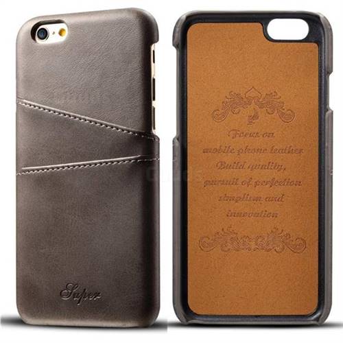 Suteni Retro Classic Card Slots Calf Leather Coated Back Cover for iPhone 6s 6 6G(4.7 inch) - Gray