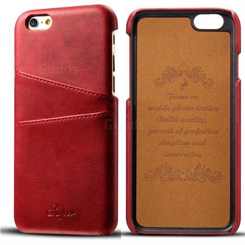 Suteni Retro Classic Card Slots Calf Leather Coated Back Cover for iPhone 6s 6 6G(4.7 inch) - Red