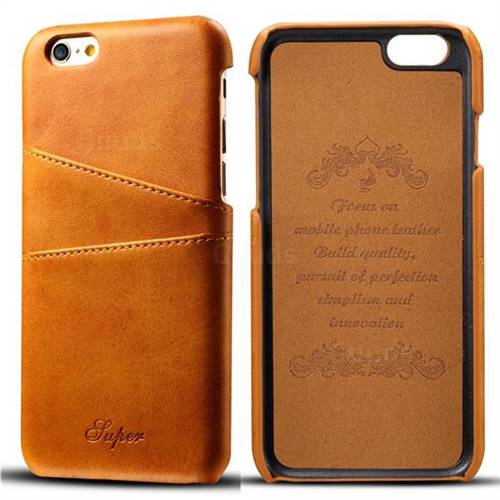 Suteni Retro Classic Card Slots Calf Leather Coated Back Cover for iPhone 6s 6 6G(4.7 inch) - Khaki