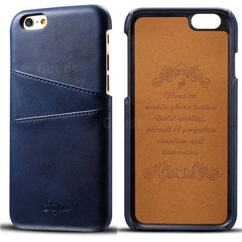 Suteni Retro Classic Card Slots Calf Leather Coated Back Cover for iPhone 6s 6 6G(4.7 inch) - Blue