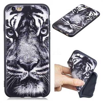White Tiger 3D Embossed Relief Black TPU Cell Phone Back Cover for iPhone 6s 6 6G(4.7 inch)