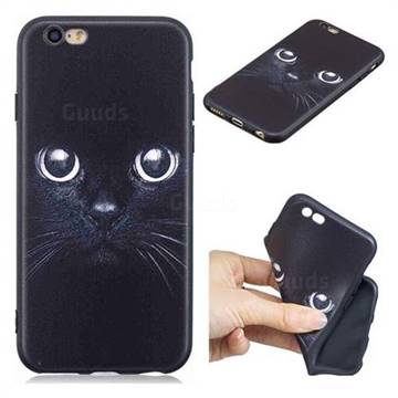 Bearded Feline 3D Embossed Relief Black TPU Cell Phone Back Cover for iPhone 6s 6 6G(4.7 inch)