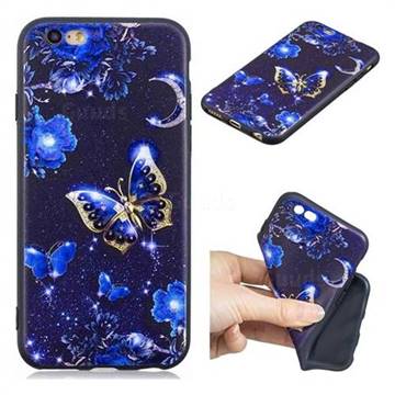 Phnom Penh Butterfly 3D Embossed Relief Black TPU Cell Phone Back Cover for iPhone 6s 6 6G(4.7 inch)