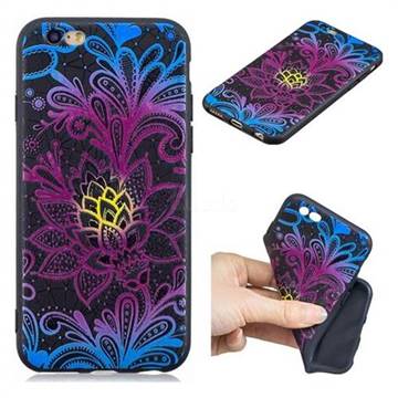 Colorful Lace 3D Embossed Relief Black TPU Cell Phone Back Cover for iPhone 6s 6 6G(4.7 inch)