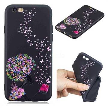 Corolla Girl 3D Embossed Relief Black TPU Cell Phone Back Cover for iPhone 6s 6 6G(4.7 inch)