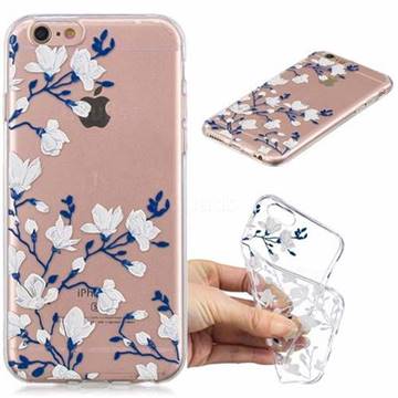Magnolia Flower Clear Varnish Soft Phone Back Cover for iPhone 6s 6 6G(4.7 inch)