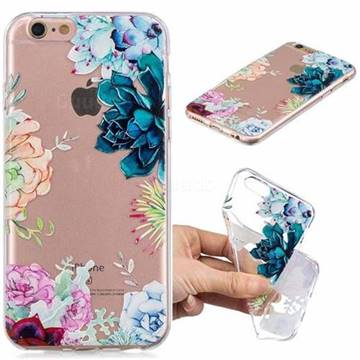 Gem Flower Clear Varnish Soft Phone Back Cover for iPhone 6s 6 6G(4.7 inch)