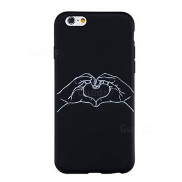 Heart Hand Stick Figure Matte Black TPU Phone Cover for iPhone 6s 6 6G(4.7 inch)