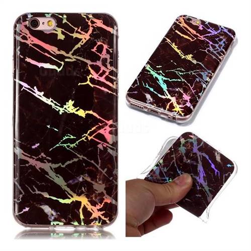 Black Brown Marble Pattern Bright Color Laser Soft TPU Case for iPhone 6s 6 6G(4.7 inch)