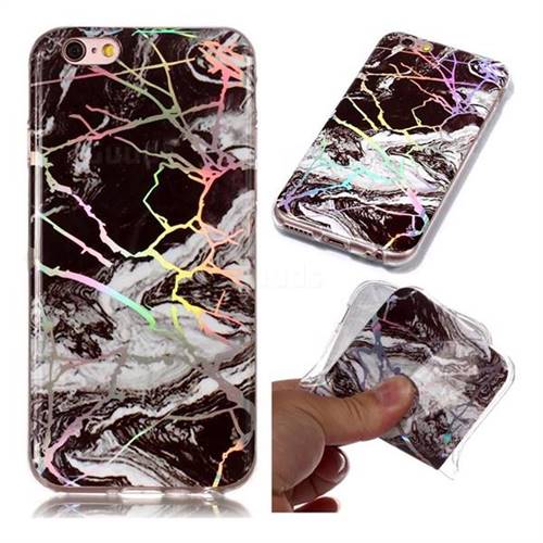 White Black Marble Pattern Bright Color Laser Soft TPU Case for iPhone 6s 6 6G(4.7 inch)