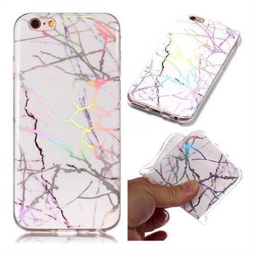 Color White Marble Pattern Bright Color Laser Soft TPU Case for iPhone 6s 6 6G(4.7 inch)