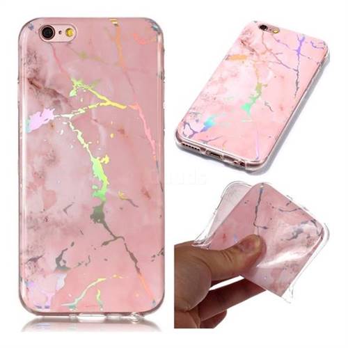 Powder Pink Marble Pattern Bright Color Laser Soft TPU Case for iPhone 6s 6 6G(4.7 inch)
