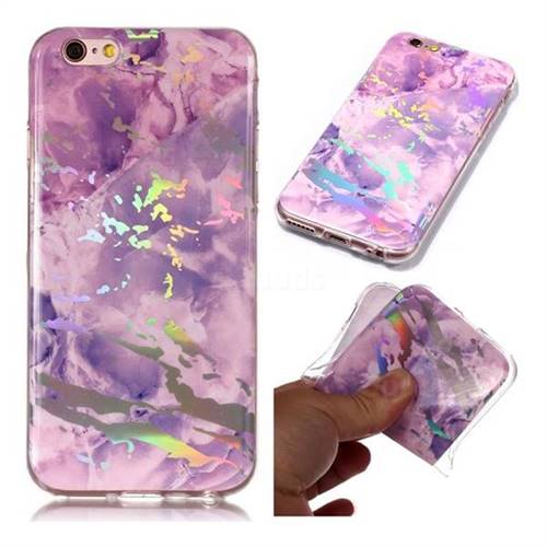 Purple Marble Pattern Bright Color Laser Soft TPU Case for iPhone 6s 6 6G(4.7 inch)