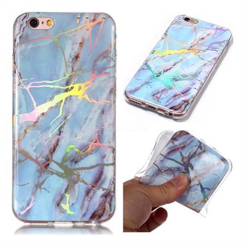 Light Blue Marble Pattern Bright Color Laser Soft TPU Case for iPhone 6s 6 6G(4.7 inch)
