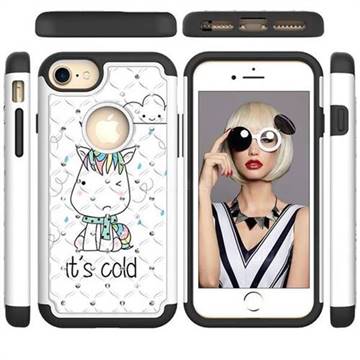 Tiny Unicorn Studded Rhinestone Bling Diamond Shock Absorbing Hybrid Defender Rugged Phone Case Cover for iPhone 6s 6 6G(4.7 inch)