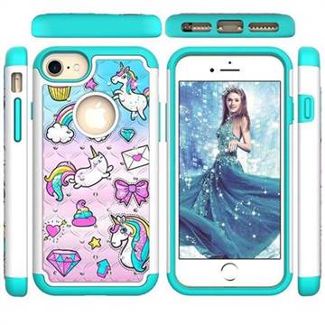 Fashion Unicorn Studded Rhinestone Bling Diamond Shock Absorbing Hybrid Defender Rugged Phone Case Cover for iPhone 6s 6 6G(4.7 inch)