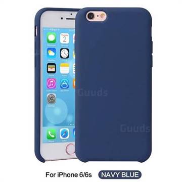 Howmak Slim Liquid Silicone Rubber Shockproof Phone Case Cover for iPhone 6s 6 6G(4.7 inch) - Midnight Blue