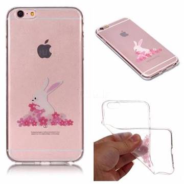 Cherry Blossom Rabbit Super Clear Soft TPU Back Cover for iPhone 6s 6 6G(4.7 inch)