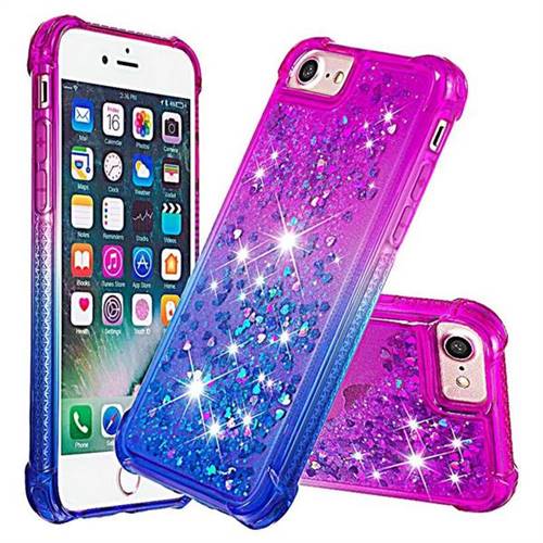 Rainbow Gradient Liquid Glitter Quicksand Sequins Phone Case for iPhone 6s 6 6G(4.7 inch) - Purple Blue