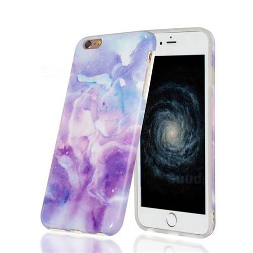 Dream Purple Marble Clear Bumper Glossy Rubber Silicone Phone Case for iPhone 6s 6 6G 4.7 inch