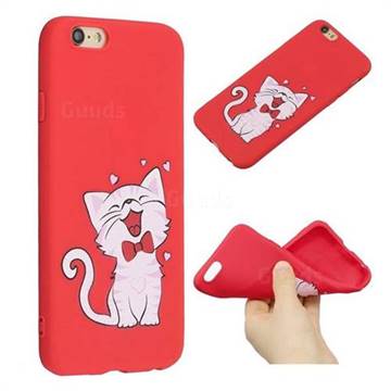 Happy Bow Cat Anti-fall Frosted Relief Soft TPU Back Cover for iPhone 6s 6 6G(4.7 inch)