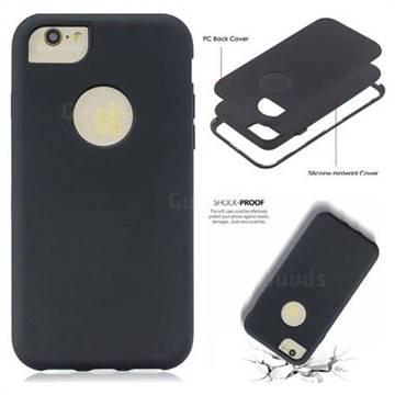 Matte PC + Silicone Shockproof Phone Back Cover Case for iPhone 6s 6 6G(4.7 inch) - Black