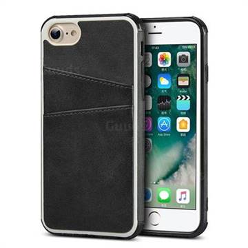 Simple Calf Card Slots Mobile Phone Back Cover for iPhone 6s 6 6G(4.7 inch) - Black